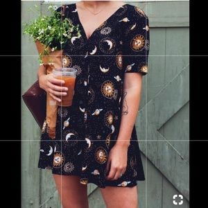 Planetary Babydoll Button-Up Dress